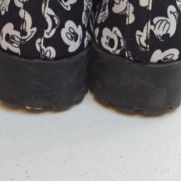 DISNEY Mickey Mouse Combat Boots Womens Size 8 Black White HOT TOPIC RETRO - Picture 8 of 9